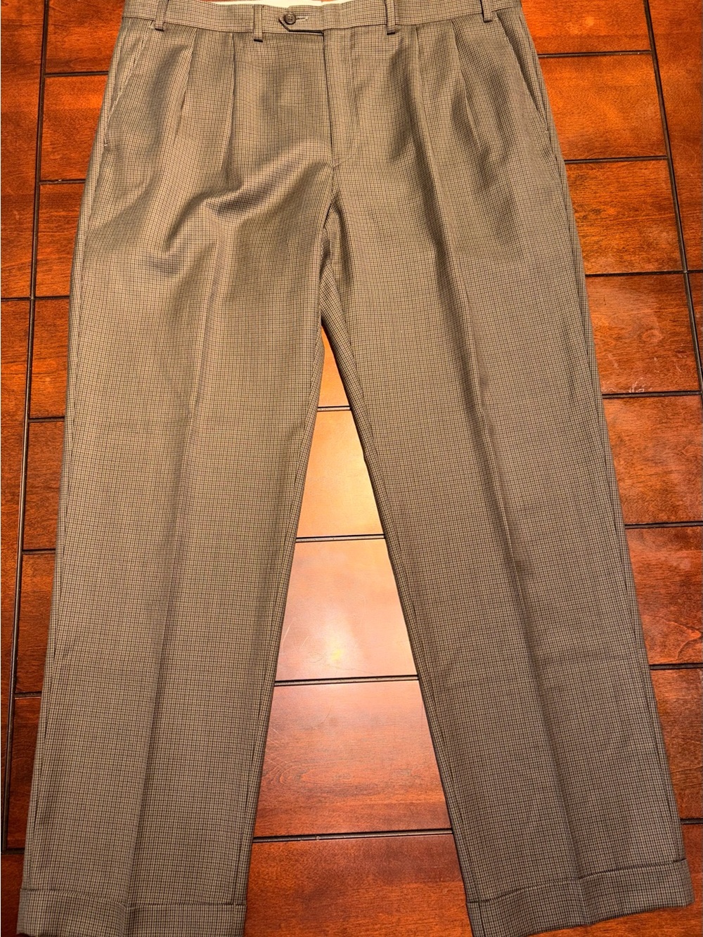 Lauren Ralph Lauren Men’s Pleated Houndstooth Dress Pants 38W 32L Brown Pattern